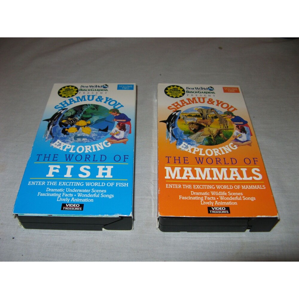 Vintage Sea World Busch Gardens Lot Of 2 Shamu & You VHS Tapes w Fun Booklets